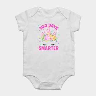 100 Days Smarter 100 Days of School Unicorn Face Costume Baby Bodysuit